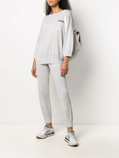 Shop Brunello Cucinelli Drawstring Track Pants In Grey