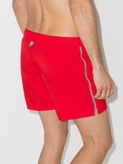 Shop Thom Browne 4-bar Patch Swim Shorts In Red