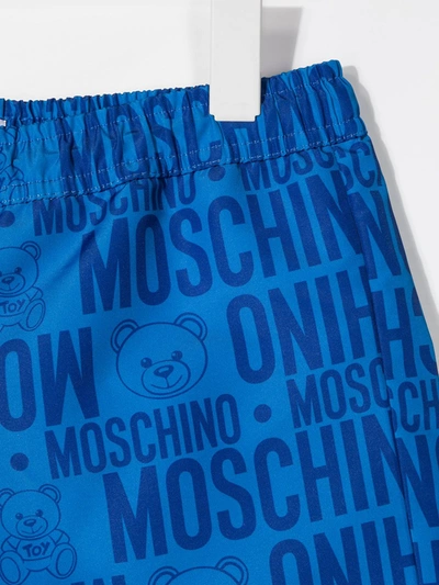 Shop Moschino Teddy Bear Logo Print Swim Shorts In Blue