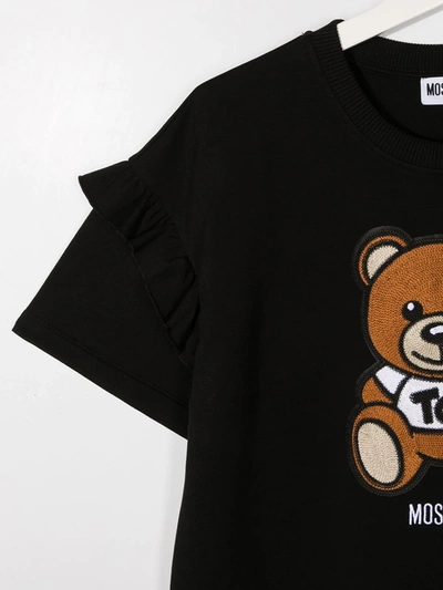 Shop Moschino Teen Teddy Bear-embroidered T-shirt Dress In Black