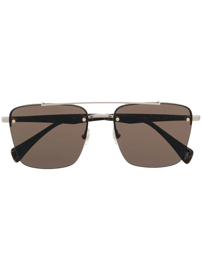 Shop Yohji Yamamoto Square-frame Sunglasses In Brown