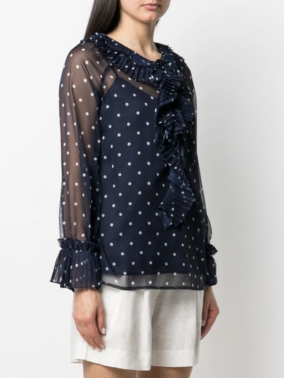 Shop P.a.r.o.s.h Polka-dot Pattern Blouse In Blue