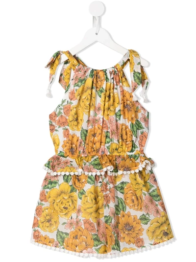 Shop Zimmermann Poppy Floral-print Playsuit In Yellow