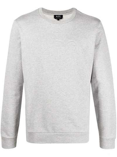 Shop Apc Embossed Logo Sweatshirt In Grey
