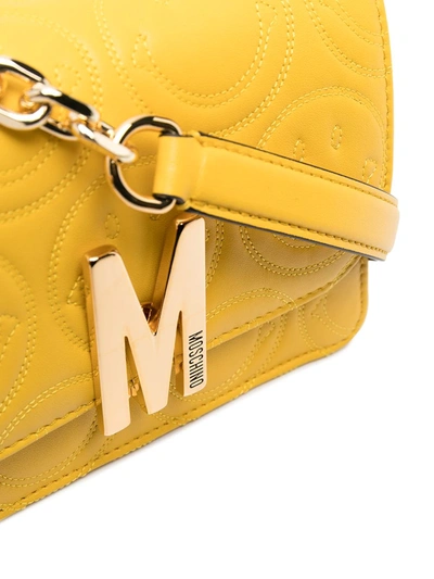 Shop Moschino Smiley-quilted M Shoulder Bag In Yellow