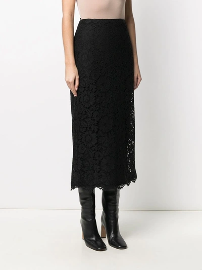 Shop Valentino Lace Mid-length Skirt In Black