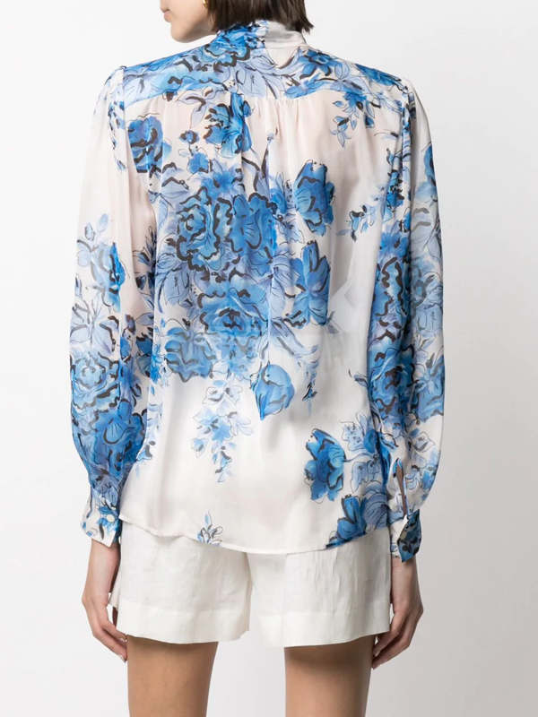 Alberta Ferretti sheer patterned blouse - Neutrals