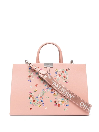 Shop Off-white Floral Arrows-motif Tote Bag In Pink