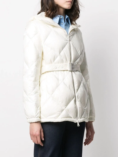 Shop Moncler Quilted Zip-up Jacket In White