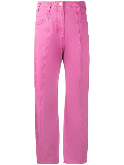 Shop Alberta Ferretti High-waisted Straight-leg Denim Jeans In Pink