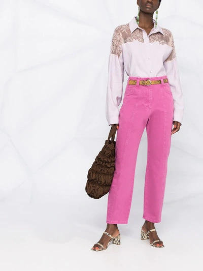 Shop Alberta Ferretti High-waisted Straight-leg Denim Jeans In Pink