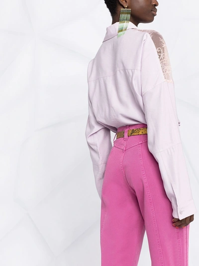 Shop Alberta Ferretti High-waisted Straight-leg Denim Jeans In Pink