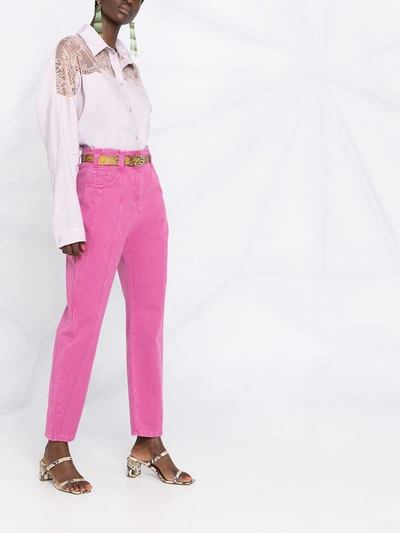 Shop Alberta Ferretti High-waisted Straight-leg Denim Jeans In Pink