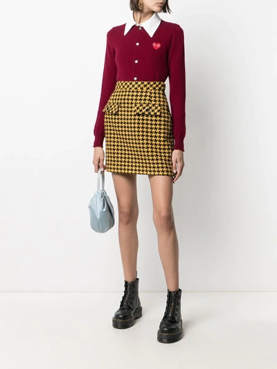 Comme Des Garçons Play Embroidered Heart Cardigan In Red