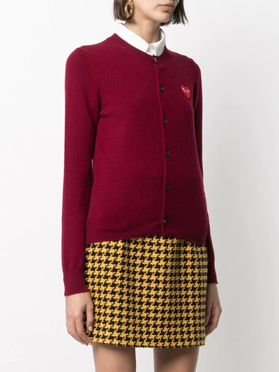 Comme Des Garçons Play Embroidered Heart Cardigan In Red