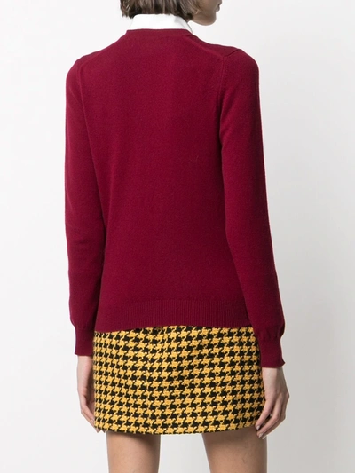Comme Des Garçons Play Embroidered Heart Cardigan In Red
