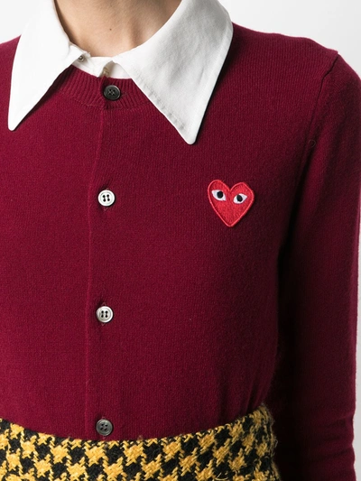 Shop Comme Des Garçons Play Heart Motif Cardigan In Red