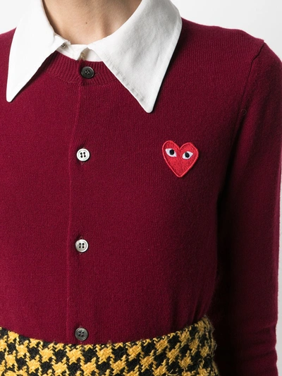 Comme Des Garçons Play Embroidered Heart Cardigan In Red