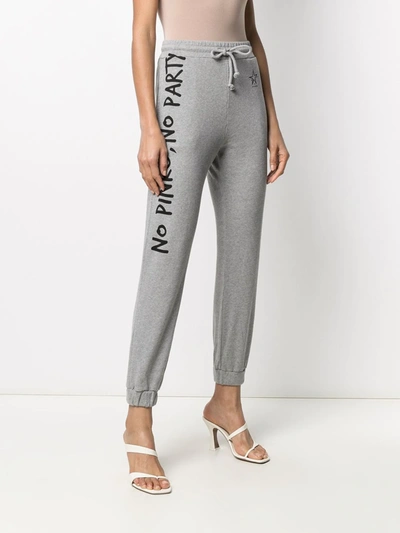 Shop Pinko Slogan-print Track Pants In Grey
