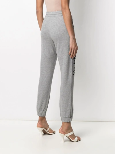 Shop Pinko Slogan-print Track Pants In Grey