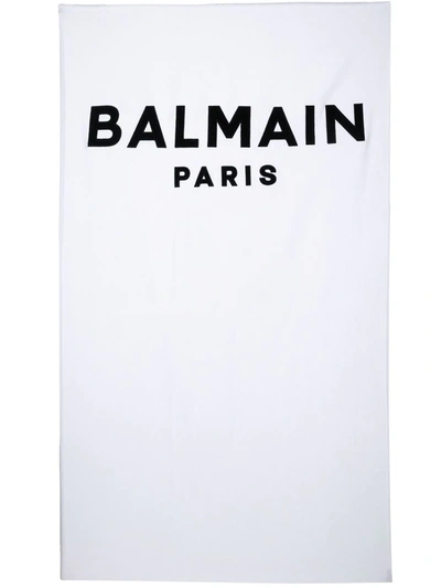 Shop Balmain Logo-print Bath Towel In White