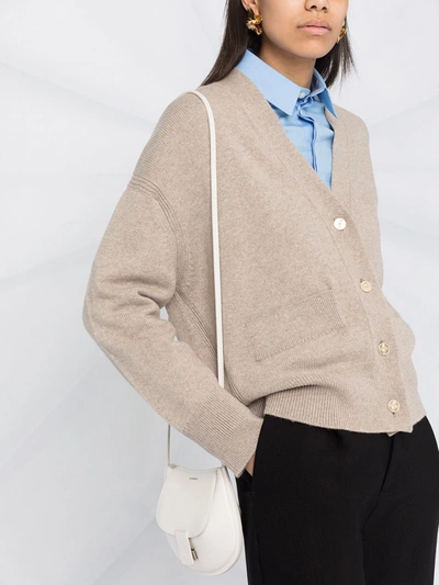 Shop Barrie Rib-detail Cashmere Cardigan In Neutrals