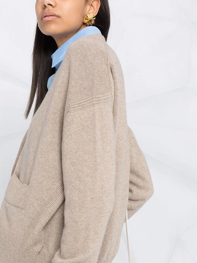 Shop Barrie Rib-detail Cashmere Cardigan In Neutrals