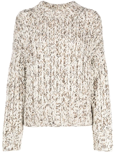 Shop Theory Hand-knit Wool-blend Sweater In Neutrals