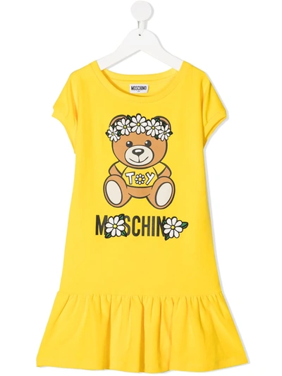 Shop Moschino Teddy Bear-print T-shirt Dress In Yellow