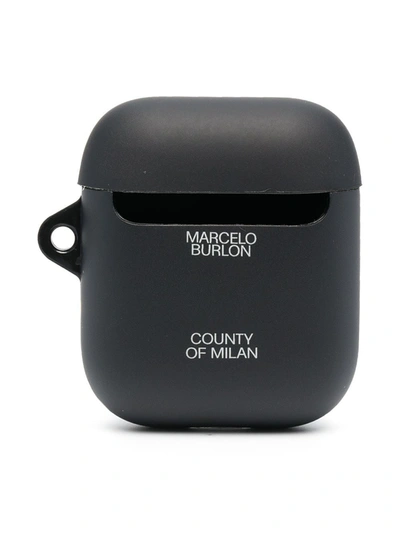 Shop Marcelo Burlon County Of Milan Cross-print Airpods Case In Black