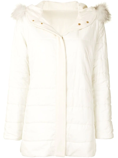 Shop Agnona Reversible Hooded Puffer Jacket In White