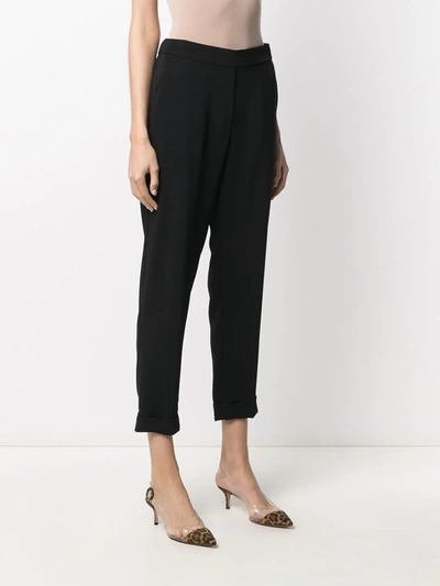 Shop P.a.r.o.s.h Cropped Slim-fit Trousers In Black
