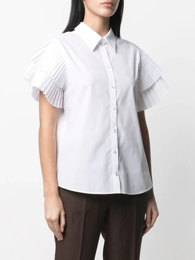 Shop P.a.r.o.s.h Pleated-sleeve Shirt In White