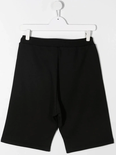 Shop Dsquared2 Teen Logo Stripe-print Shorts In Black