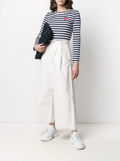 Comme Des Garçons Play Long Sleeved T-shirt In White