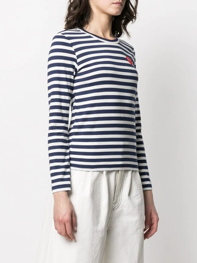 Shop Comme Des Garçons Play Striped Print Long-sleeve T-shirt In White