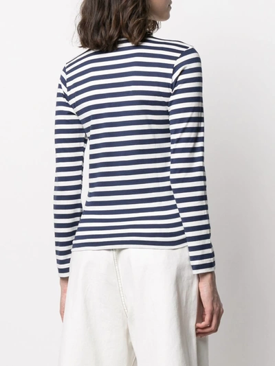 Shop Comme Des Garçons Play Striped Print Long-sleeve T-shirt In White