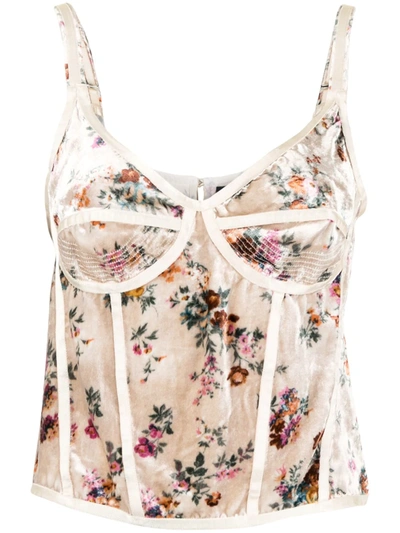Shop R13 Floral-print Corset Camisole In Brown