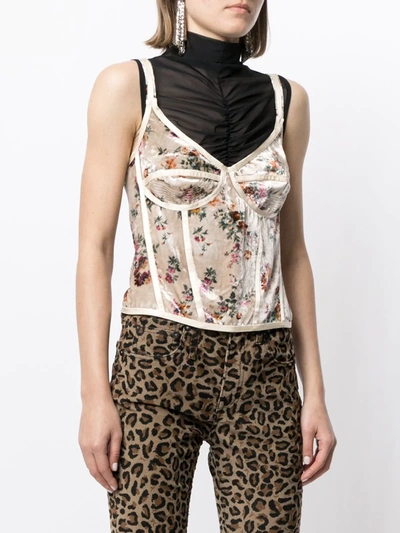Shop R13 Floral-print Corset Camisole In Brown