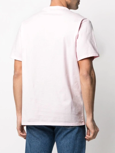 Shop Maison Kitsuné Embroidered-logo Cotton T-shirt In Pink