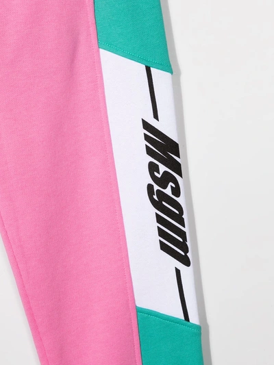Shop Msgm Colour-block Tracksuit Bottoms In Pink