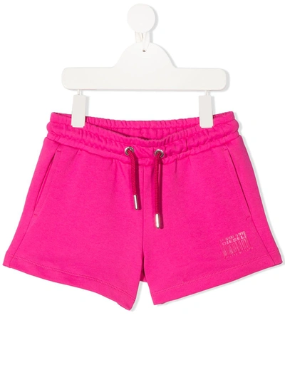 Shop Diesel Logo Barcode Shorts In Pink