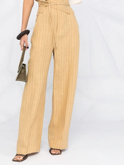 Shop Jacquemus High-rise Tie-waist Trousers In Neutrals