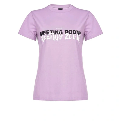 Shop Pinko Neutrale Lilac T-shirt With Lettering In Lilla