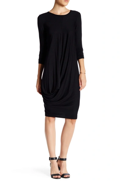 Shop Go Couture Draped Long Sleeve Bubble Hem Dress In Black