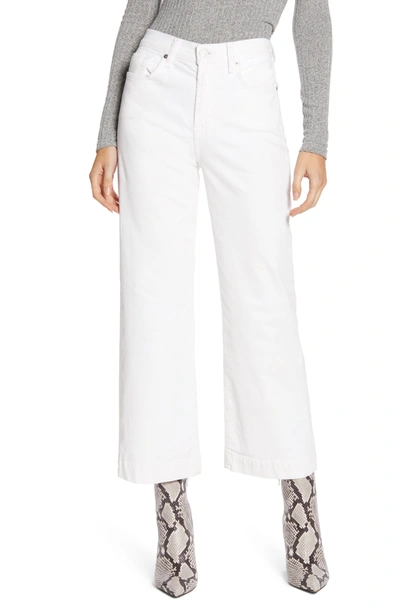 Shop 7 For All Mankind Alexa High Waist Crop Wide Leg Corduroy Pants In Ivory