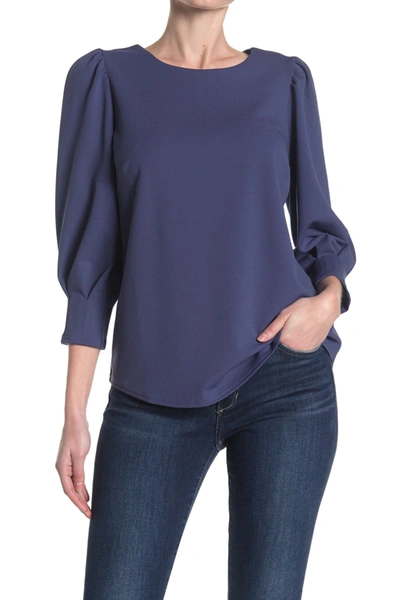 Shop Melloday Puff Sleeve Top In Navy