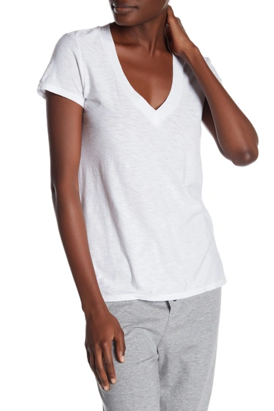 Shop James Perse Solid V-neck Slub T-shirt In White