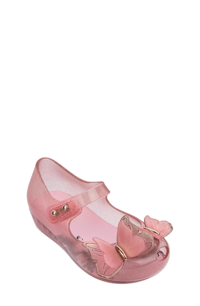 Shop Mini Melissa Ultragirl Butterfly Mary Jane Flat In Pink Glitter - 52854