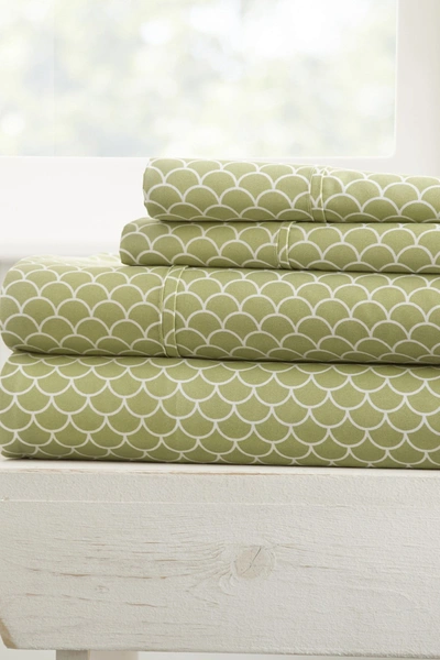 Shop Ienjoy Home Premium Ultra Soft Scallops Pattern 4-piece Bed Sheet Set In Sage